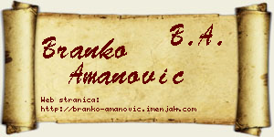 Branko Amanović vizit kartica